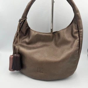LOEWE Hobo Anagram Shoulder Bag Tote Bag Napa Leather Brown USED - Picture 1 of 15