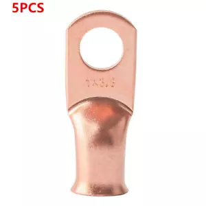 5 PCS Gauge 1 AWG 3/8" Ring Battery Cable End Terminal Lugs Bare Copper In Bag - Picture 1 of 4