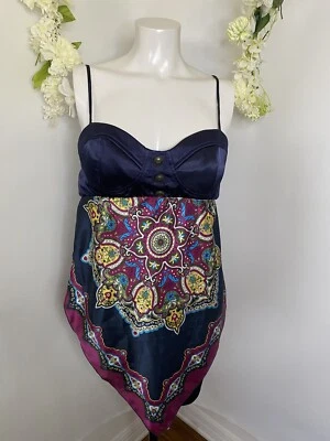 Candies Camisole Tank Top S Womens Blue Scarf Silky Satiny Bohemian Festival 90s - Image 1 of 4