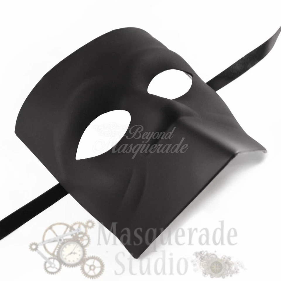 Mens Blank Bauta Venetian Costume Theater Halloween Masquerade Mask [Black] - Image 1 of 4