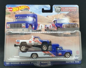 Hot Wheels Team Transport 80 Dodge Macho Power Wagon & Retro Rig Diecast - Picture 1 of 2