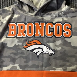 Broncos Kids Hoodie Youth XS (4/5) Grey Camo Orange Logo NFL Boys - Picture 1 of 5