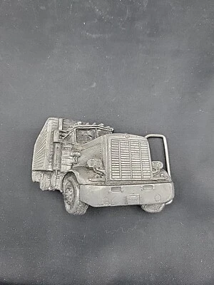 Truck Driver Pewter Belt Buckle 1977 - Bergamot Brass Works - Semi-Truck USA - Image 1 of 4