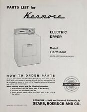 Vintage 1970's Sears Kenmore Parts List For Electric Dyer Pamphlet