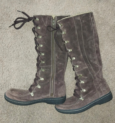 Timberland stivali al ginocchio donna marrone scuro scamosciati foderati sherpa 6 5