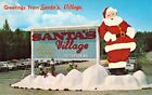 1969 NH Jefferson Santas Village salutations énorme panneau parc d'attractions carte postale