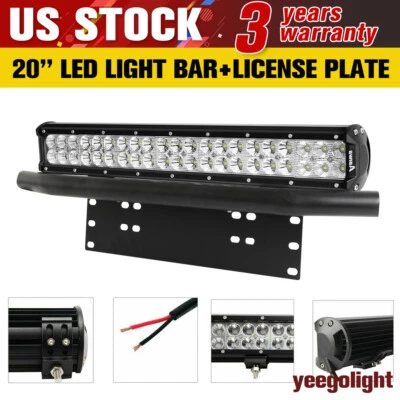 23" Bull Bar Bumper License Plate Mount Bracket+20" 280W LED Light Bar Jeep 4WD - Image 1 of 4