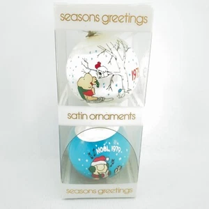 Vintage Ziggy 1979 Christmas Holiday Satin Ball Ornaments Set of 2 Great Colors! - Picture 1 of 10
