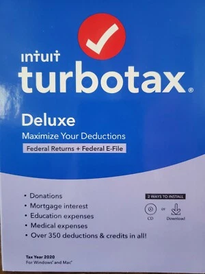 Intuit | TurboTax Deluxe 2020 | Federal Return Efile for Windows, Mac | Sealed - Image 1 of 4