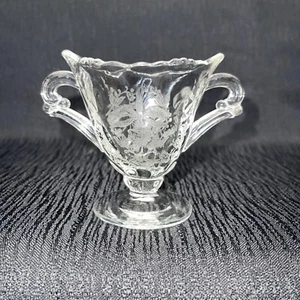 VINTAGE HEISEY GLASS ETCHED CRYSTAL ORCHID MINI Sugar Dish - Picture 1 of 9