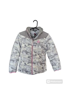 Abrigo de Invierno Gerry Talla M-10/12 Niñas Puffer Gris Blanco Rosa Borde Chaqueta - Imagen 1 de 5