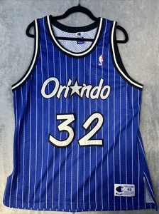 90sChampion Authentic Orlando Magic SHAQUILLE O'NEAL SHAQ Blue Jersey VTG Sz 48 - Picture 1 of 10
