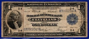 1918 Series $1 One Dollar Federal Reserve Note - Fr#720 - Cleveland - Fine - Picture 1 of 2