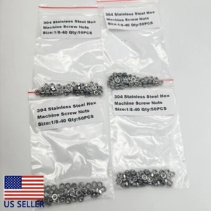 50PCS 1/8-40 304 Stainless Steel Hex Machine Screw Nuts - Picture 1 of 2