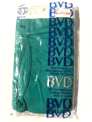 Vintage 80s BVD Mens Rare Deadstock Green Cotton Hip Brief Underwear XL B.V.D. - Image 1 of 4