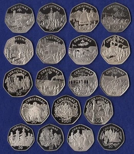 Isle of Man Christmas 50p Coins, Diamond Finish, Choice of Years - Picture 1 of 39