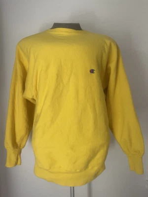 Champion Sudadera Tejido Inverso Amarillo Cuello Redondo Hecha en EE. UU. XL 90s De Colección Foto 1 de 4