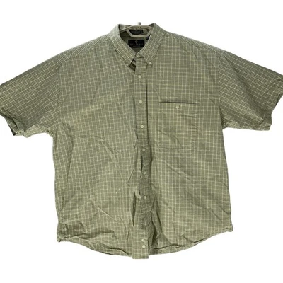 Camisa Bill Blass Abotonada Hombre XL Azul Verde A Cuadros Manga Corta 100% Algodón Foto 1 de 4