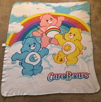 2003 Care Bears Rainbow Throw Blanket Funshine 48x53" Northwest Company - Image 1 of 2