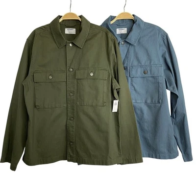 Old Navy Mens Herringbone Utility Shirt Jackets Size L Lot of 2 Green Blue NWT - Image 1 of 4