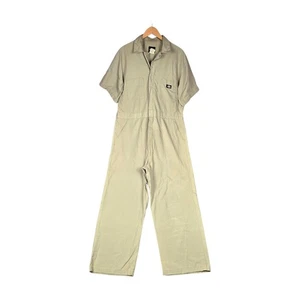 Dickies Coveralls Mens L 40x24 Beige Short Sleeve Workwear Mechanic Jumpsuit - Picture 1 of 11