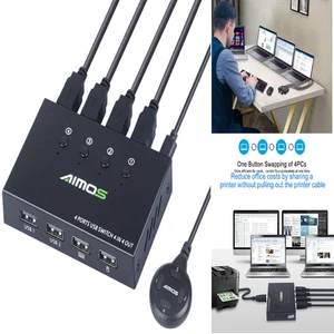 USB-Switch mit externem Schalter | 4 Hosts steuerbar | Plug-and-Play - Bild 1 von 9