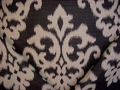 4Y Kravet 30369 Odani Carob Onyx Black Sandstone Damask Ikat Upholstery Fabric - Image 1 of 4