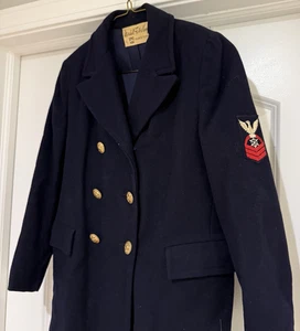 1940s Marshall Field Navy Wool Peacoat Military Style Gold Buttons Sz 38 - Picture 1 of 8