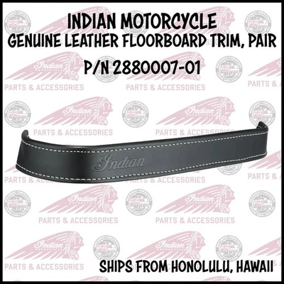 INDIAN OEM 2014-2025 CHIEF LEATHER FLOORBOARD TRIM, BLACK P/N 2880007-01 - Image 1 of 3