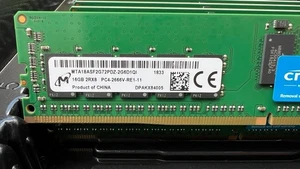 Micron 16GB 2Rx8 PC4-21300 DDR4-2666 REG ECC Server Memory MTA18ASF2G72PDZ-2G6D1 - Picture 1 of 2