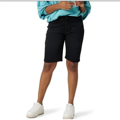 Bermudas Wrangler 10" para mujer talla 8 negras denim cómodas elásticas Foto 1 de 4