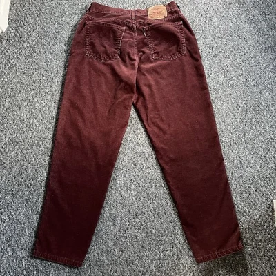 Levi’s 550 High Waist Corduroy Trousers Burgundy Relaxed Tapered Ladies UK 12 - Image 1 of 4
