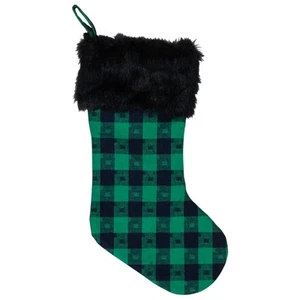 Northlight 20-Inch Green and Black Plaid Christmas Stocking - Imagen 1 de 4