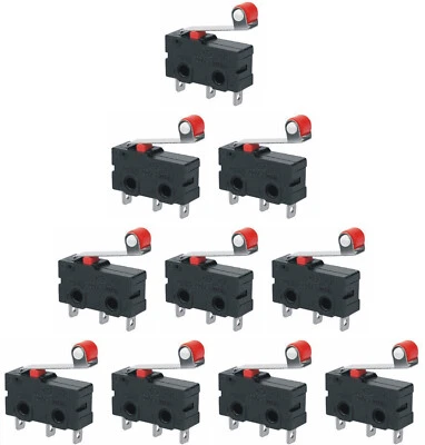 10pcs Taiss SS-5GL2 Micro Limit Switch Roller Lever Arm SPDT AC250V 5A 1NO 1NC - Image 1 of 4
