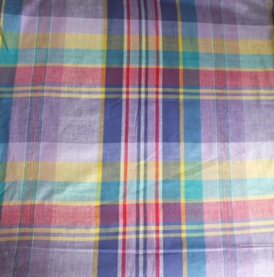 5.5 yards woven (not printed) medium sz plaid quilt fabric multi NOS vintage - Image 1 of 2