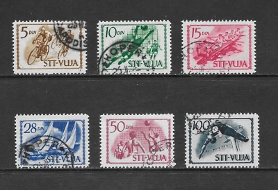 JUEGO TRIESTE (MILITAR YUGOSLAVO) SCOTT 42 - 47 USADO - EDICIÓN DEPORTIVA 1952 Foto 1 de 2