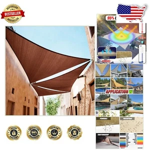 Custom 13' x 18' x 22.2' Brown UV-Blocking Heavy-Duty Sun Shade Sail Canopy - Picture 1 of 10