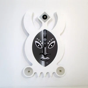 African Mask Wall Hanging Modern Wooden Sculpture Tribal African American Decor - Picture 1 of 12