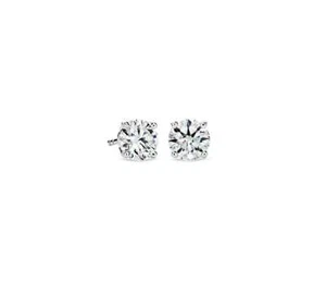 0.10ctw Round Lab-Grown Diamond Push Back Stud Earrings 14K White Gold - Picture 1 of 1