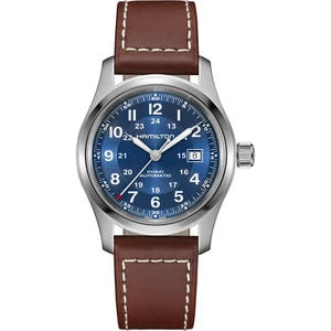 New Hamilton Khaki Field Auto Blue Dial Leather Band Men's Watch H70605540 - Picture 1 of 6