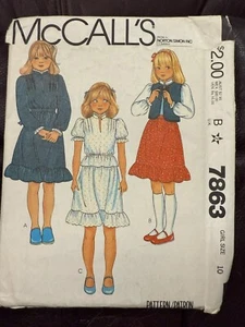 ⭐️Vintage McCalls Patrón de Costura 7863 Niña Talla 10 Chaleco, Blusa, Falda UC - Imagen 1 de 2