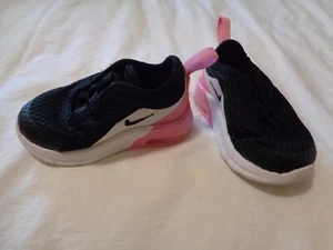 NIKE AIR BABY INFANT ATHLETIC SNEAKER SHOES 2C BLACK WHITE PINK AQ2748-001 - Picture 1 of 9