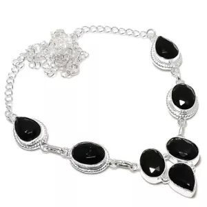 Black Spinel Gemstone Handmade 925 Sterling Silver Jewelry Necklaces Size 18" - Picture 1 of 1