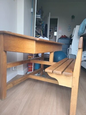 Ancien pupitre bureau écoliers double - Photo 1/4