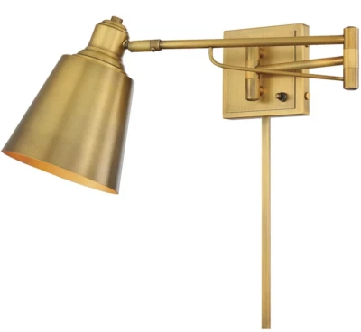 Savoy House 1-Light 8.8" Adjustable Swing Arm Wall Sconce Natural Brass M90047NB - Image 1 of 2