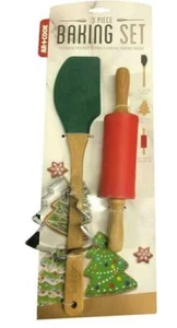 Art + Cook Juego de 3 Piezas para Hornear Navidad / Vacaciones Cortador de Galletas, Espátula, Rodillo - Imagen 1 de 1
