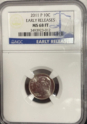 2011-P 10c Roosevelt Dime NGC Early Release MS68 FT High Grade! #2917 Cover