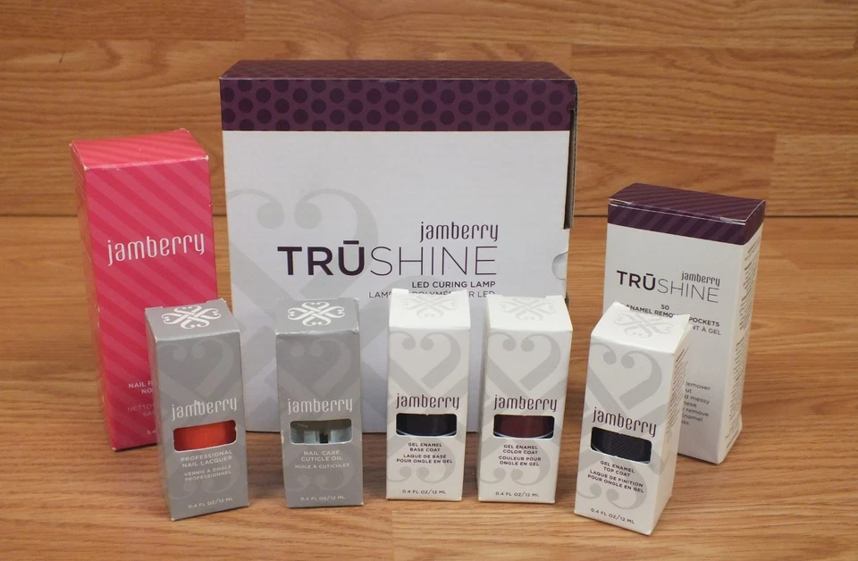 Lote de Lámpara de Curado LED Jamberry TruShine + Paquetes Removedores de Esmalte, Capa de Gel y Más Foto 1 de 4
