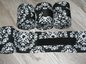 NEU 4er Set schwarz/weiß Musterdruck Pferd Polo Halstücher (Pferd/Pony Beinbandagen) - Bild 1 von 1