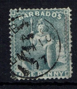 BARBADOS SG74a 1875 1d GREY-BLUE S/WAYS WMK USED (d) - Picture 1 of 1